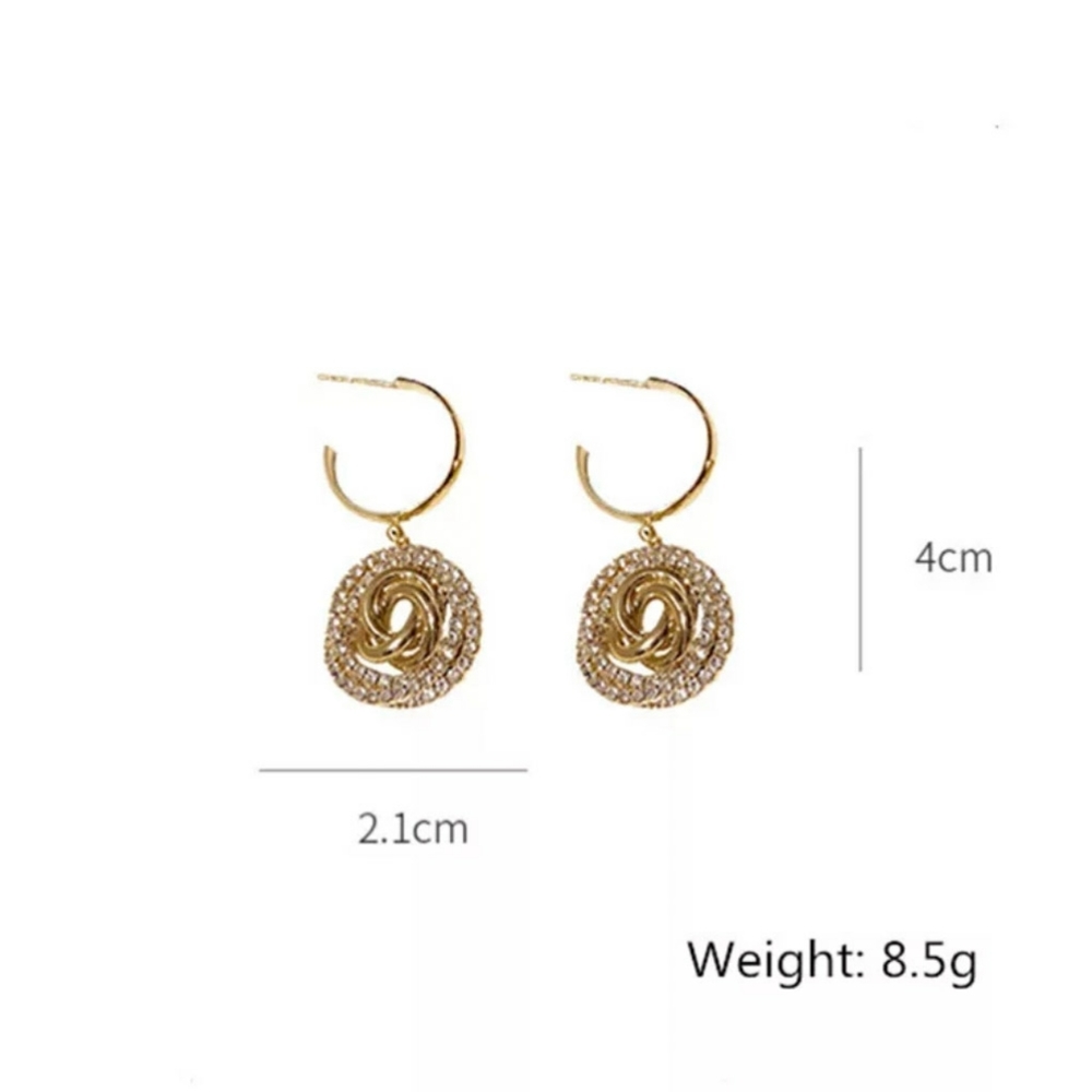 💖Golden Classic Crystal Swirls Earrings - Picture 3 of 4